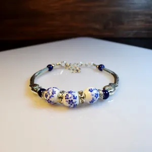 Jingdezhen ceramic bracelet elbow small fish with diamond Chinese ethnic style jewelry