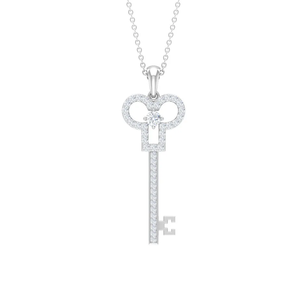 Key Pendant Necklace with Cubic Zirconia