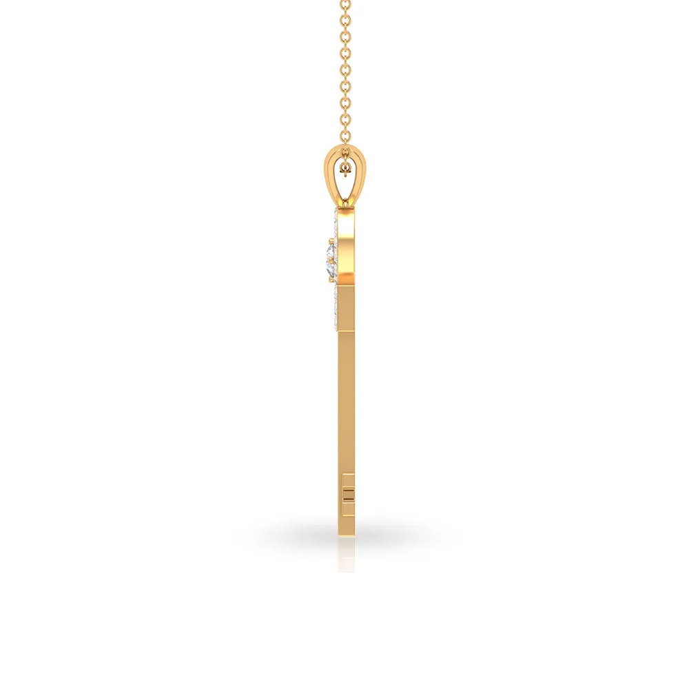 Key Pendant Necklace with Cubic Zirconia