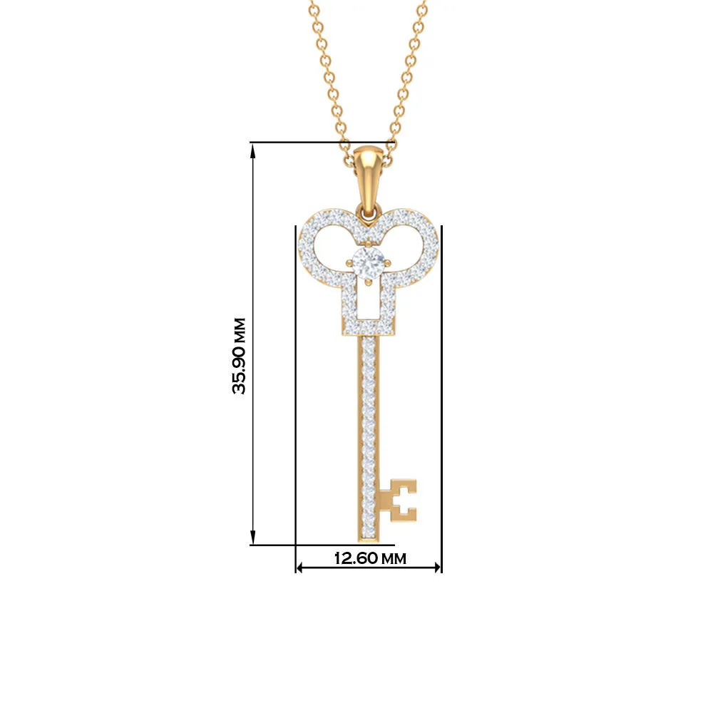 Key Pendant Necklace with Cubic Zirconia