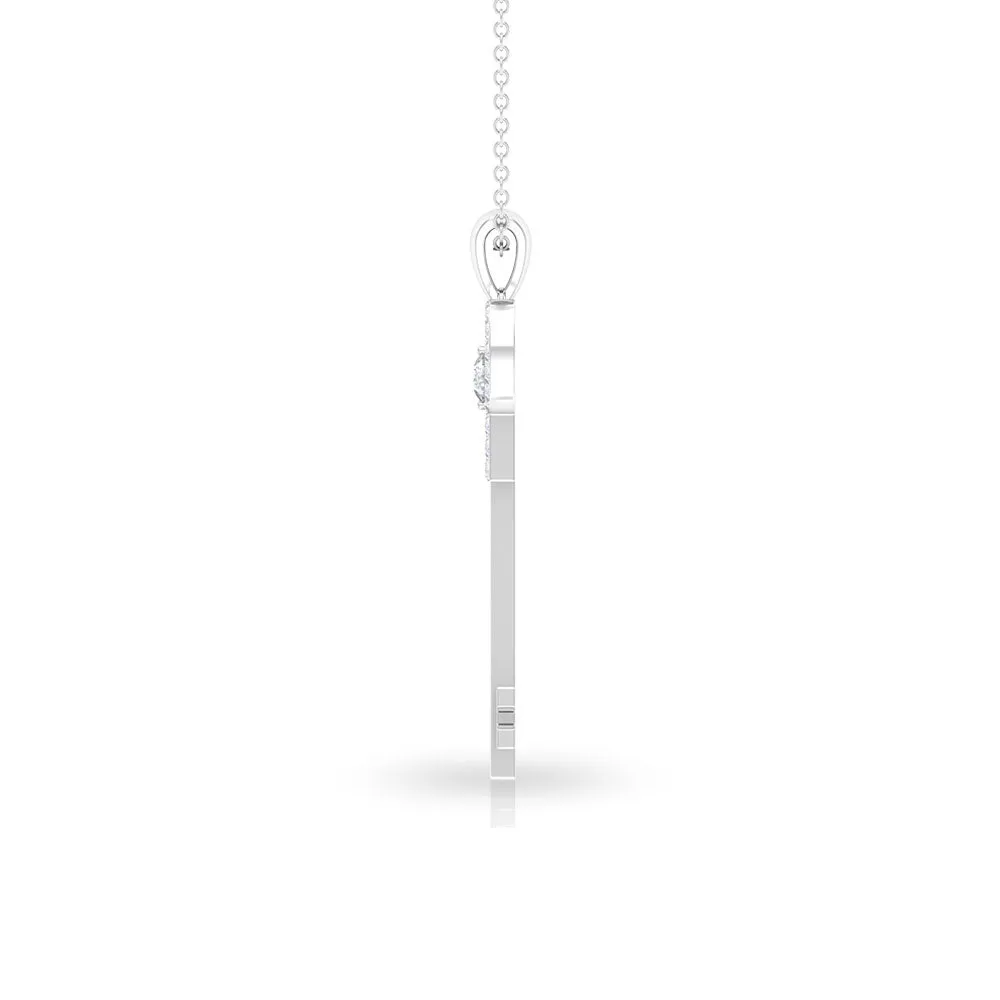 Key Pendant Necklace with Cubic Zirconia