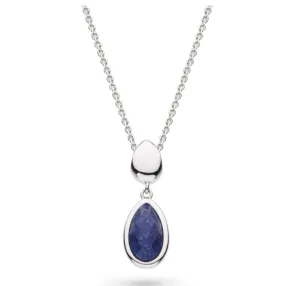 Kit Heath Sterling Silver Rhodium Plated Coast Duo Pear Shaped Lapis Necklace (SI6840)