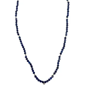 Lapis Beaded Necklace With Gold and Diamond Accents