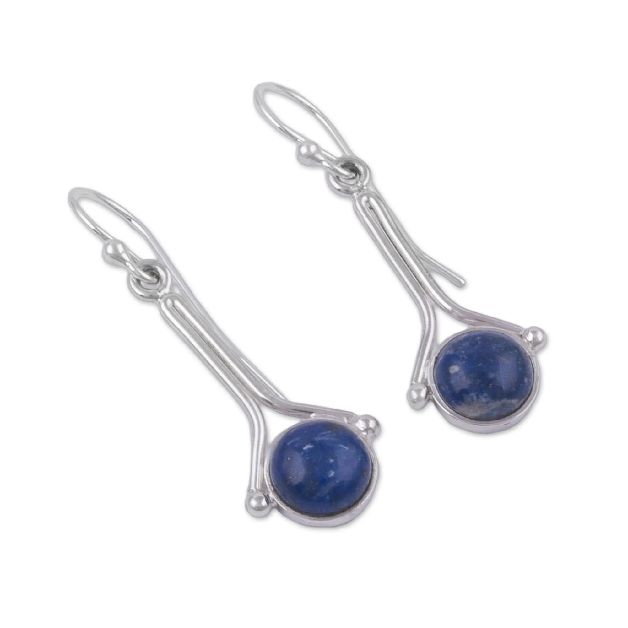 Lapis Lazuli and Sterling Silver Earrings from Peru - Killa Moon | NOVICA