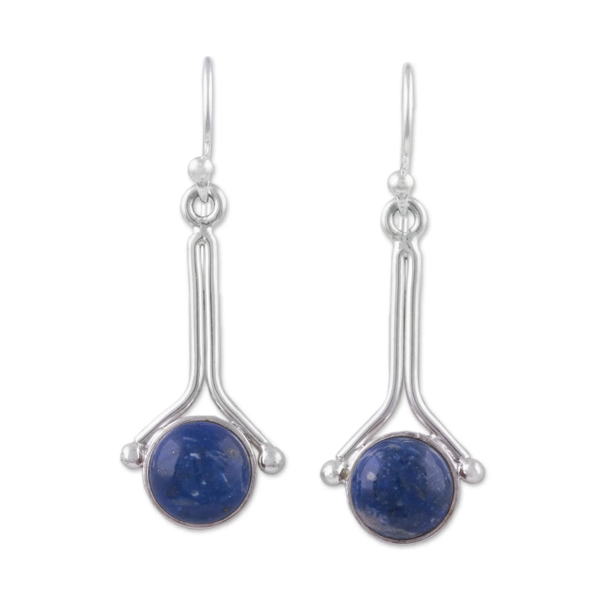 Lapis Lazuli and Sterling Silver Earrings from Peru - Killa Moon | NOVICA