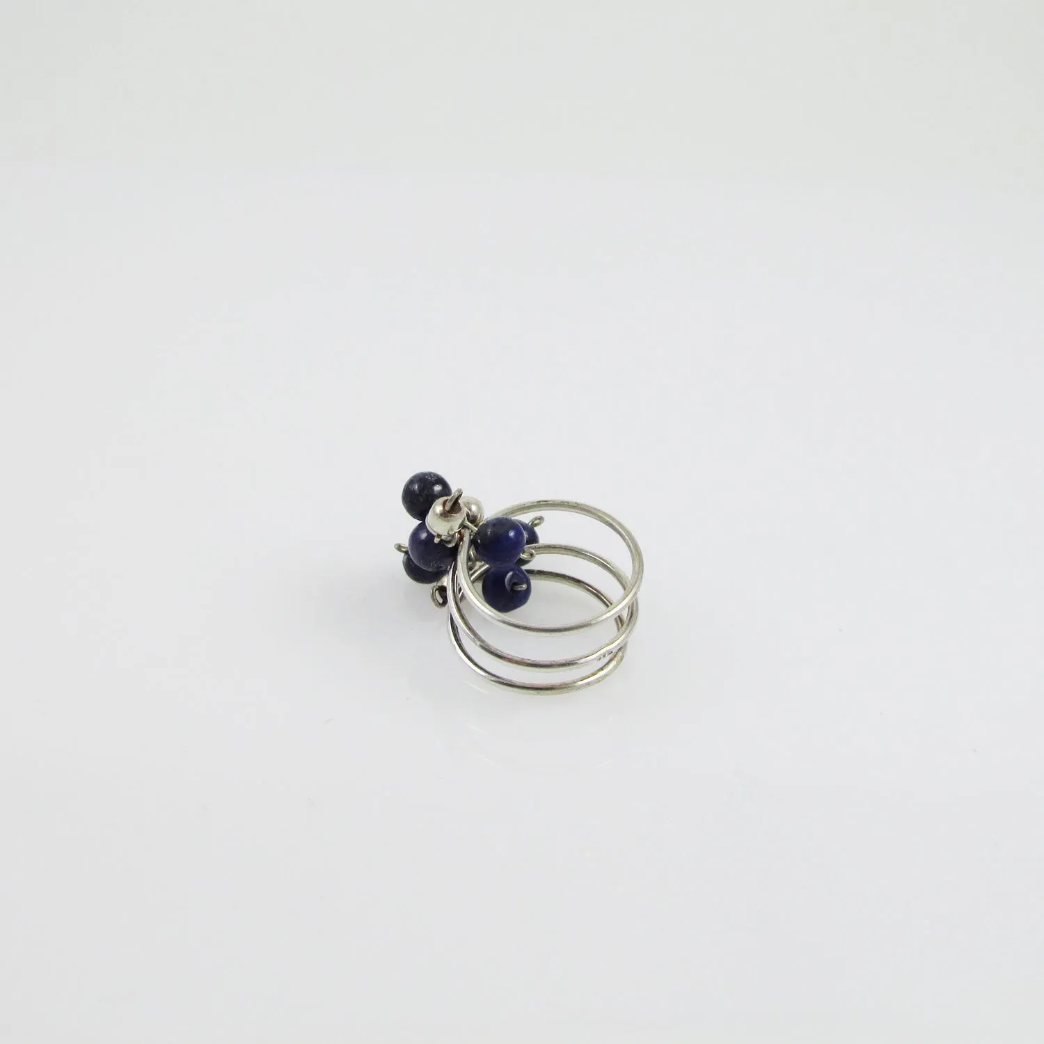 Lapis Lazuli Bolitas Curly Ring