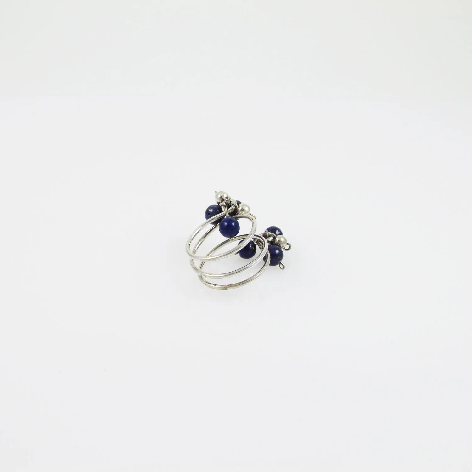 Lapis Lazuli Bolitas Curly Ring