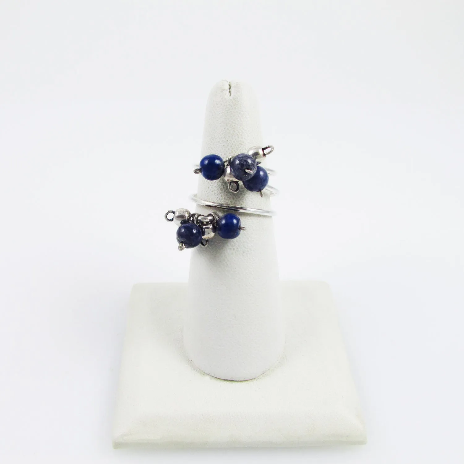 Lapis Lazuli Bolitas Curly Ring