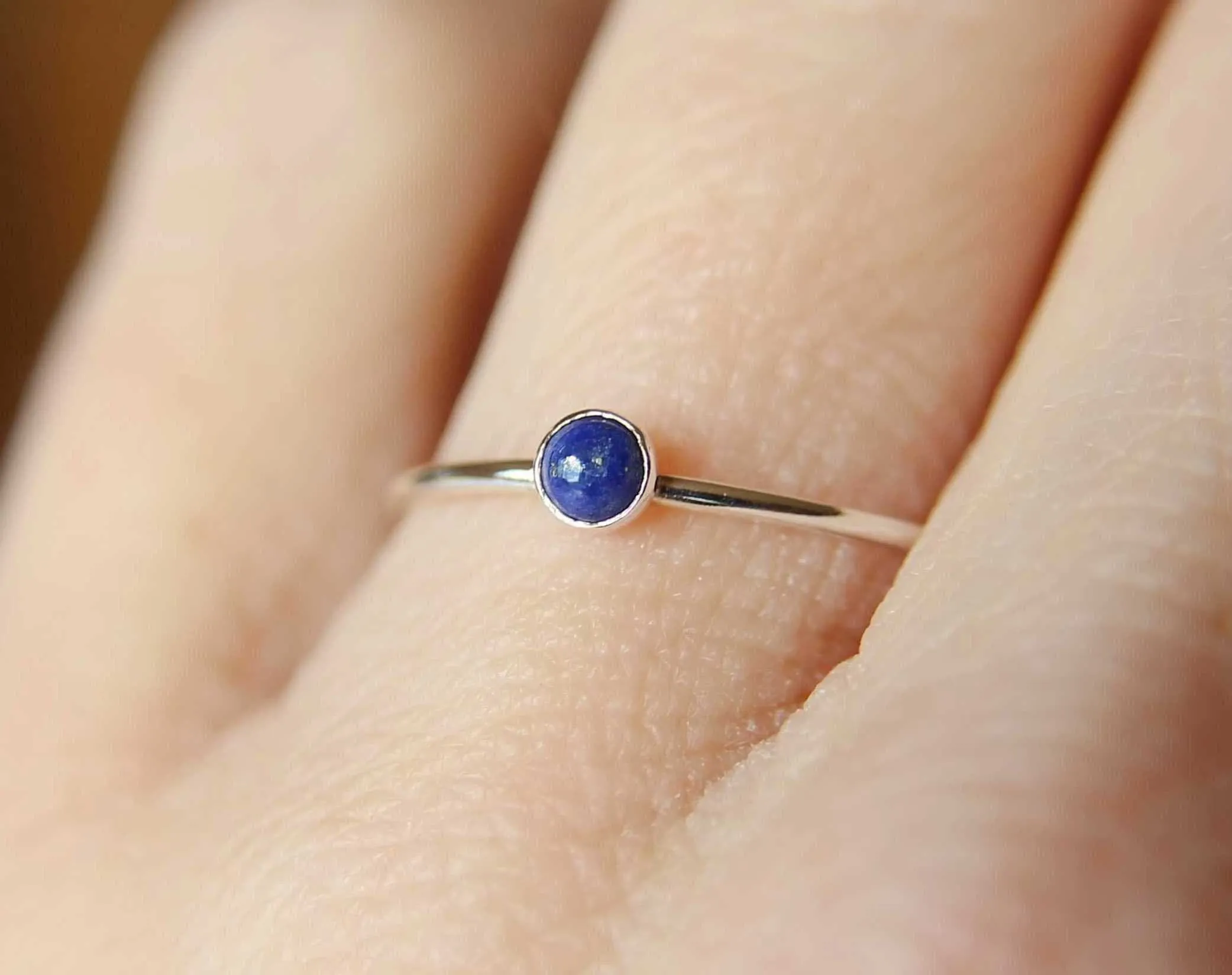 Lapis Ring, Lapis Stacking Ring, Tiny Lapis Ring, Gemstone Ring, Lapis Lazuli Ring, Gemstone Stacking Ring, Blue, Lapis Lazuli Stone, Gift