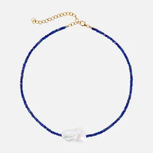 Lapis Single Baroque Pearl Gemstone Necklace