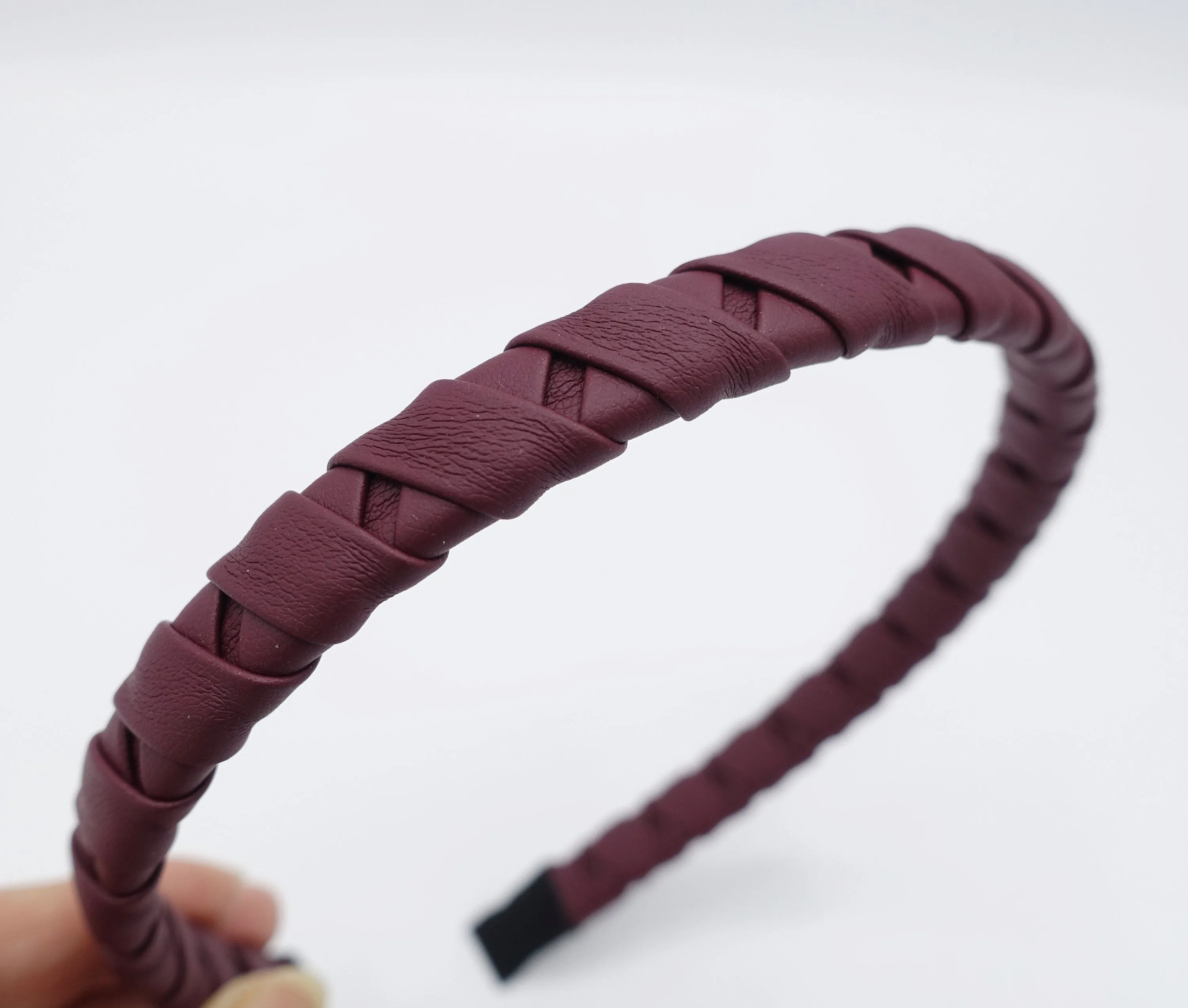 leather thin headband multi wrapped handmade hair accessory for women