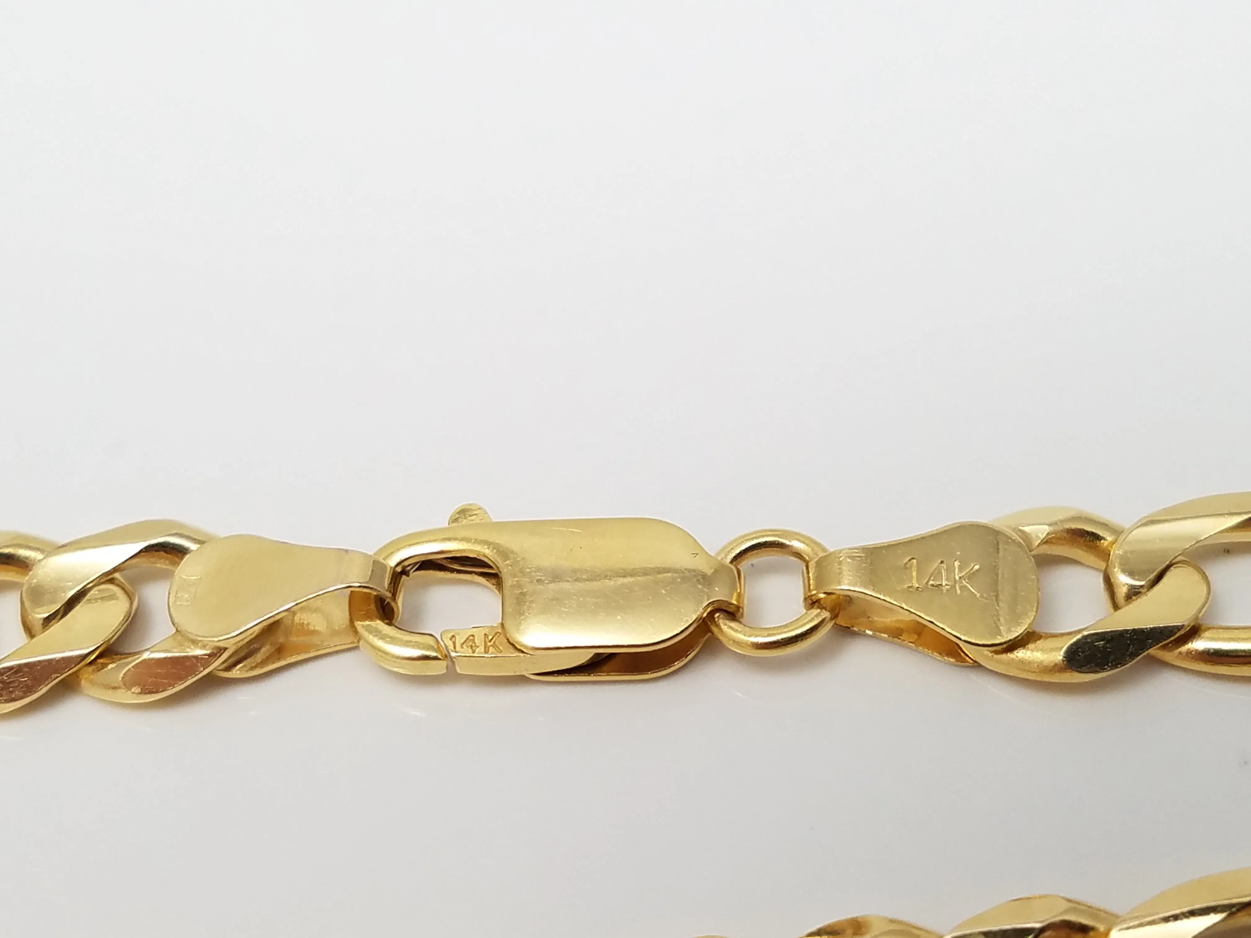 Luxurious 8" Solid 14k Yellow Gold Figaro Link Italian Bracelet