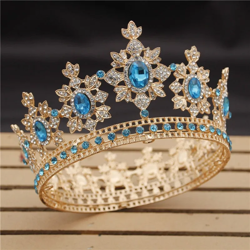 Luxury Royal England Wedding Gold Crown-Bride Tiara-Hair Jewelry