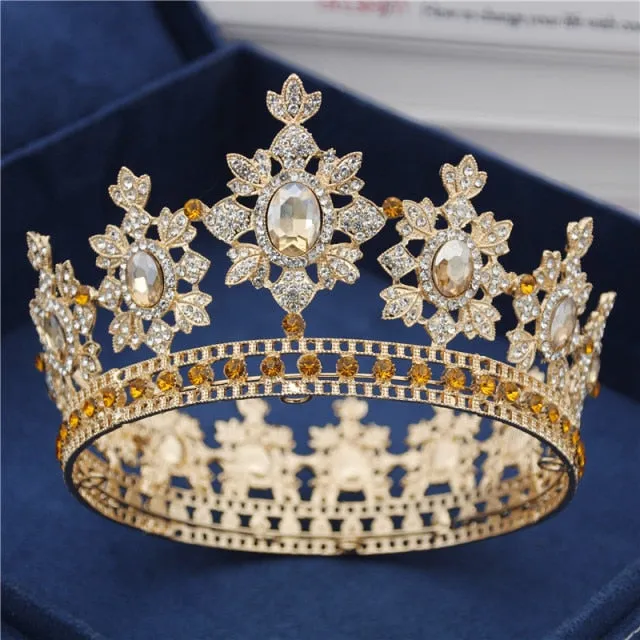 Luxury Royal England Wedding Gold Crown-Bride Tiara-Hair Jewelry