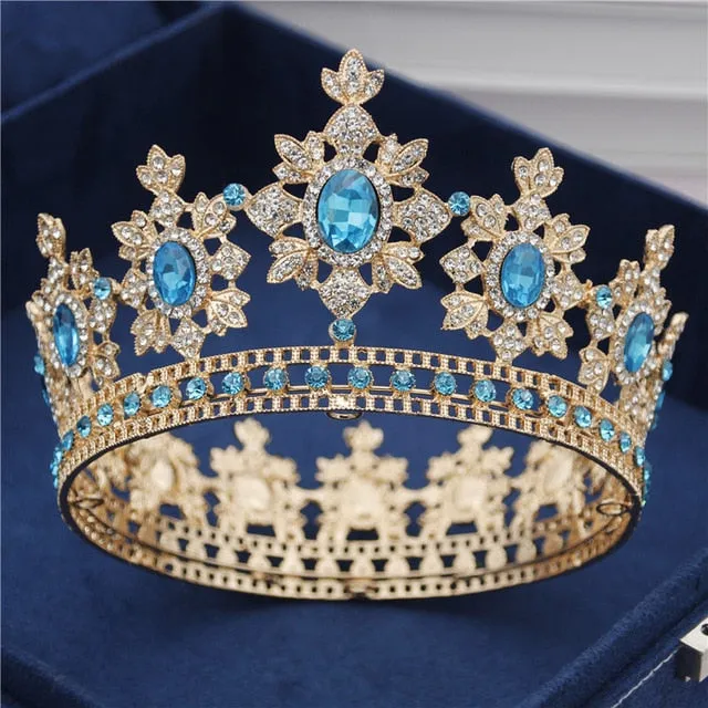 Luxury Royal England Wedding Gold Crown-Bride Tiara-Hair Jewelry