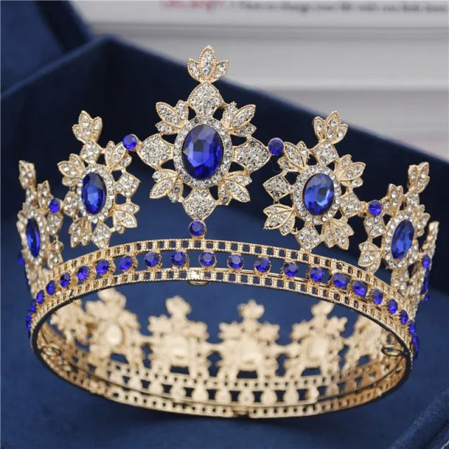 Luxury Royal England Wedding Gold Crown-Bride Tiara-Hair Jewelry