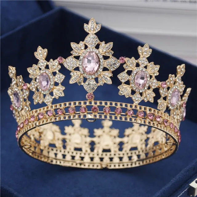 Luxury Royal England Wedding Gold Crown-Bride Tiara-Hair Jewelry