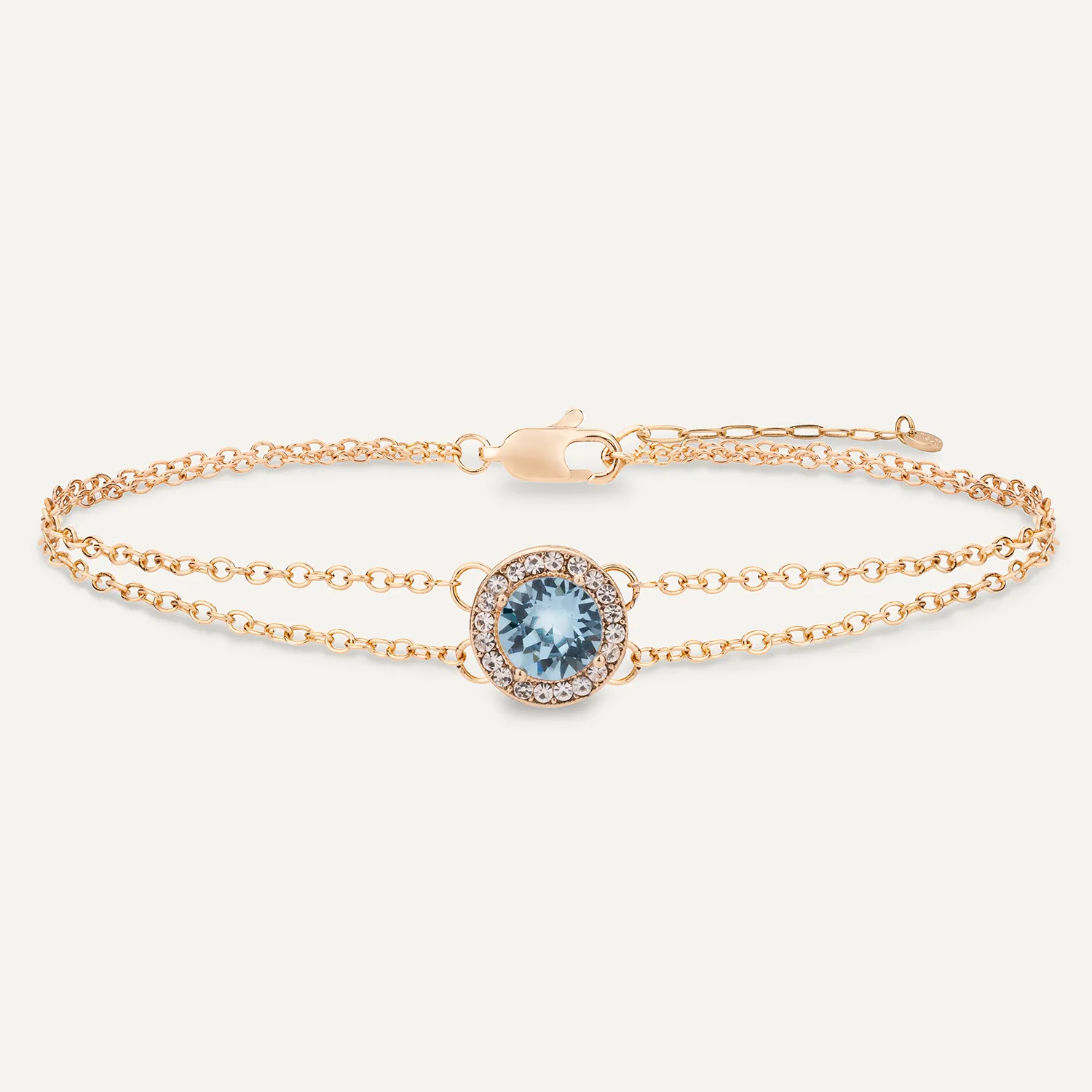 March Aquamarine-Colour Birthstone Clasp Bracelet In Gold-Tone