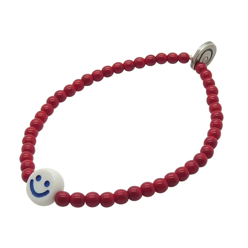 Maxi Opaque Smiley Charm Glass Bead Bracelet