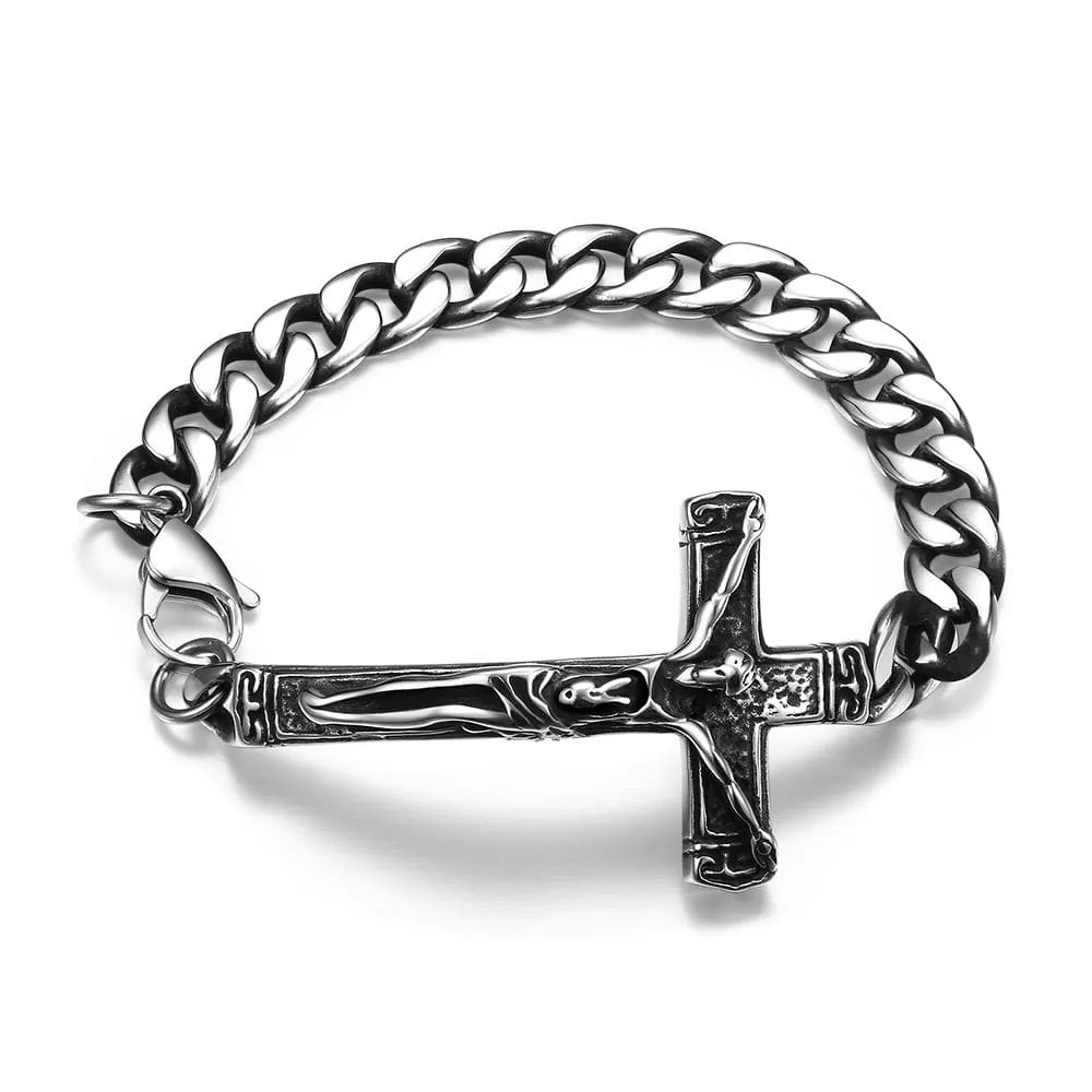 Men's Cross Bracelet <br> Steel Crucifix