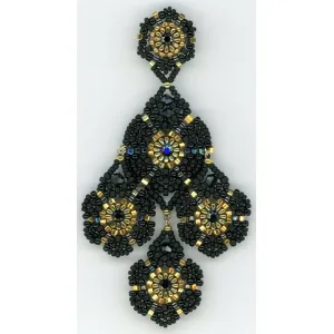 Miguel Ases Black Jet & Gold 3 Drop Jodi Earring