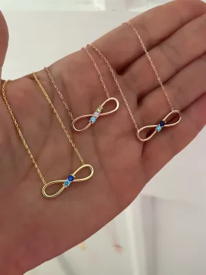 Minimalist infinity necklaces with rainbow stones