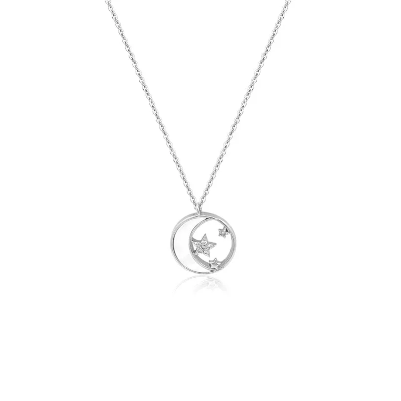 Moon & Star Mother of Pearl Necklace