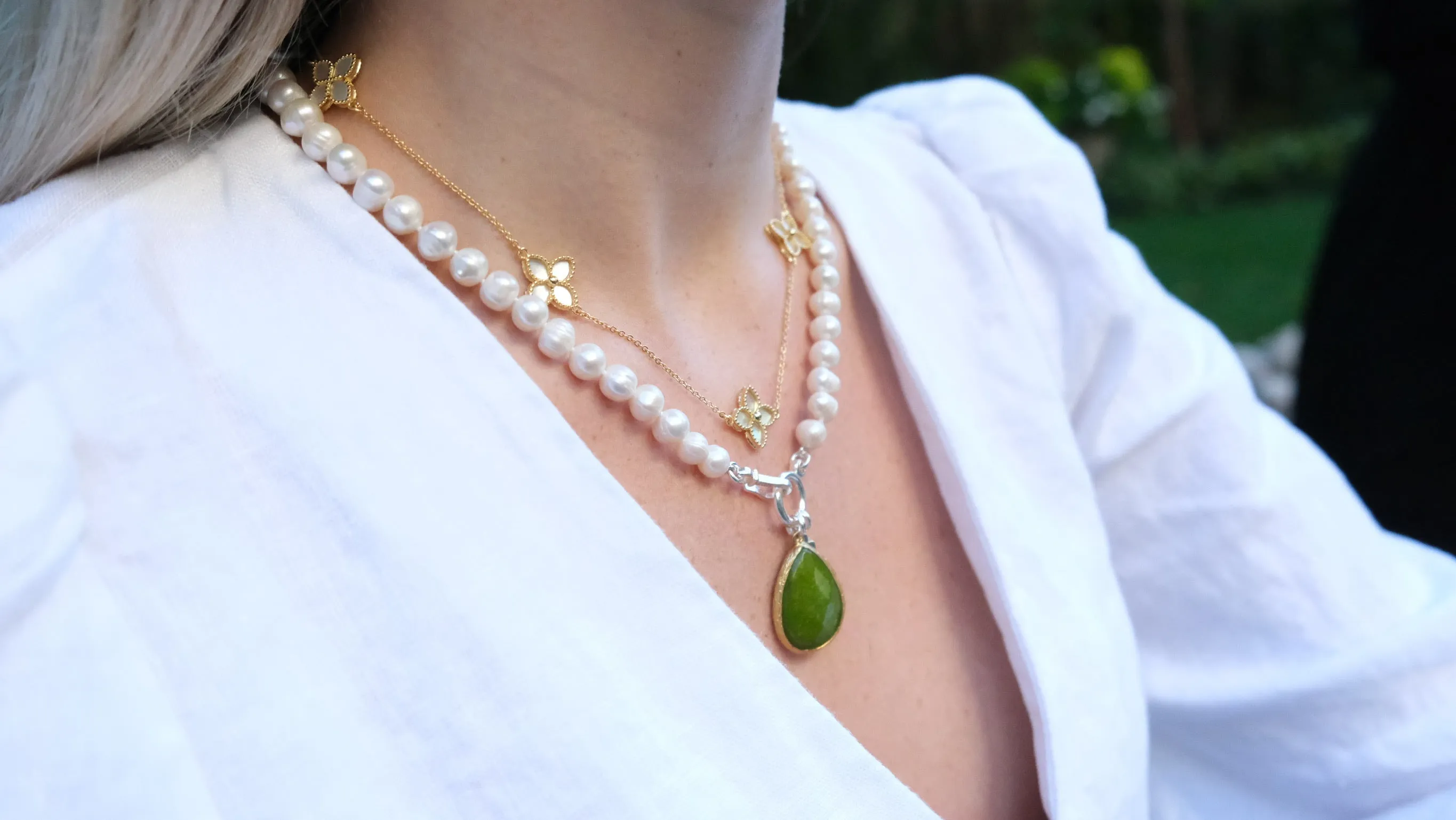 Mother of Pearl Flower Necklace | Gold Pearl Necklace | By Pearly Girls