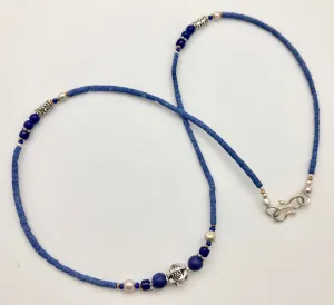 Nepali Blue Serenity Lapis & Silver Small Bead Necklace