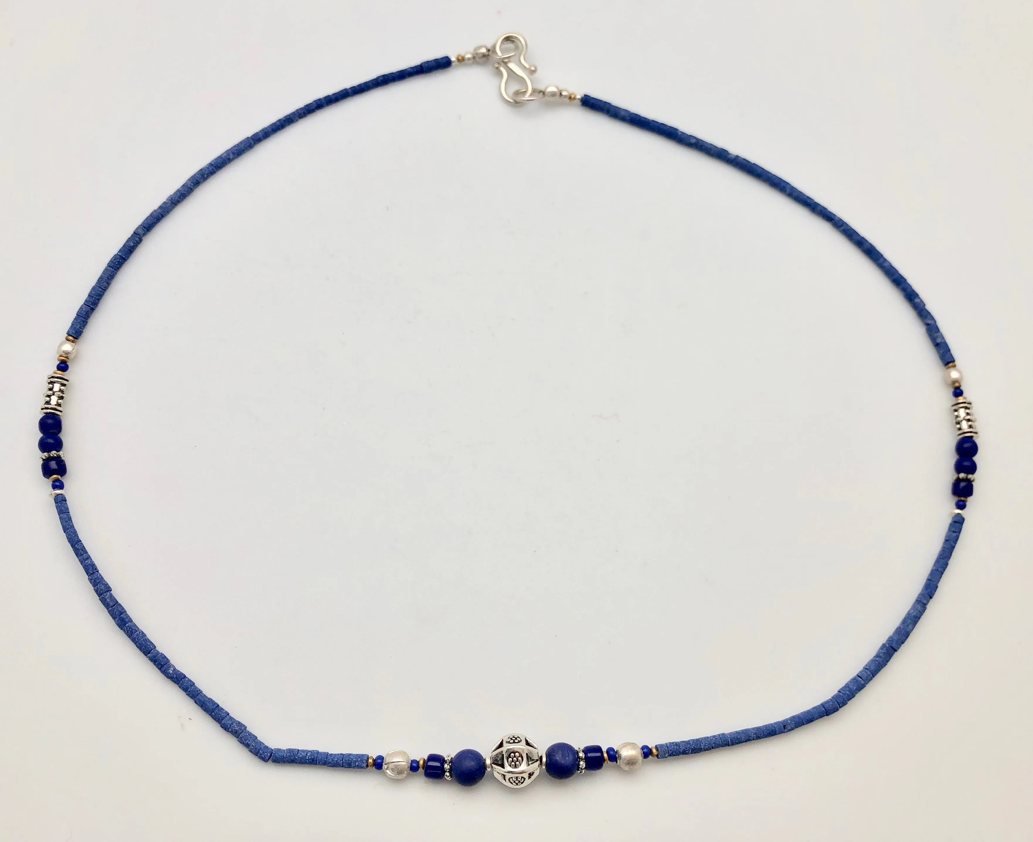 Nepali Blue Serenity Lapis & Silver Small Bead Necklace