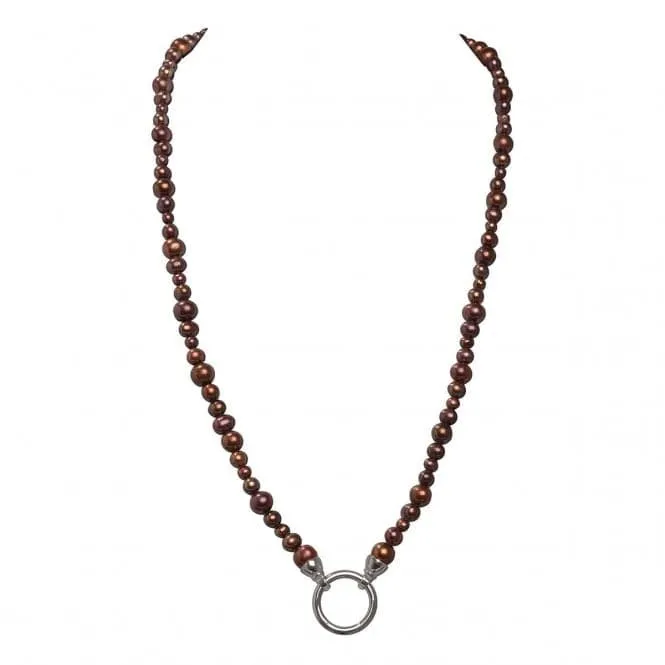 Nikki Lissoni Brown Pearl Silver Plated Beaded Necklace