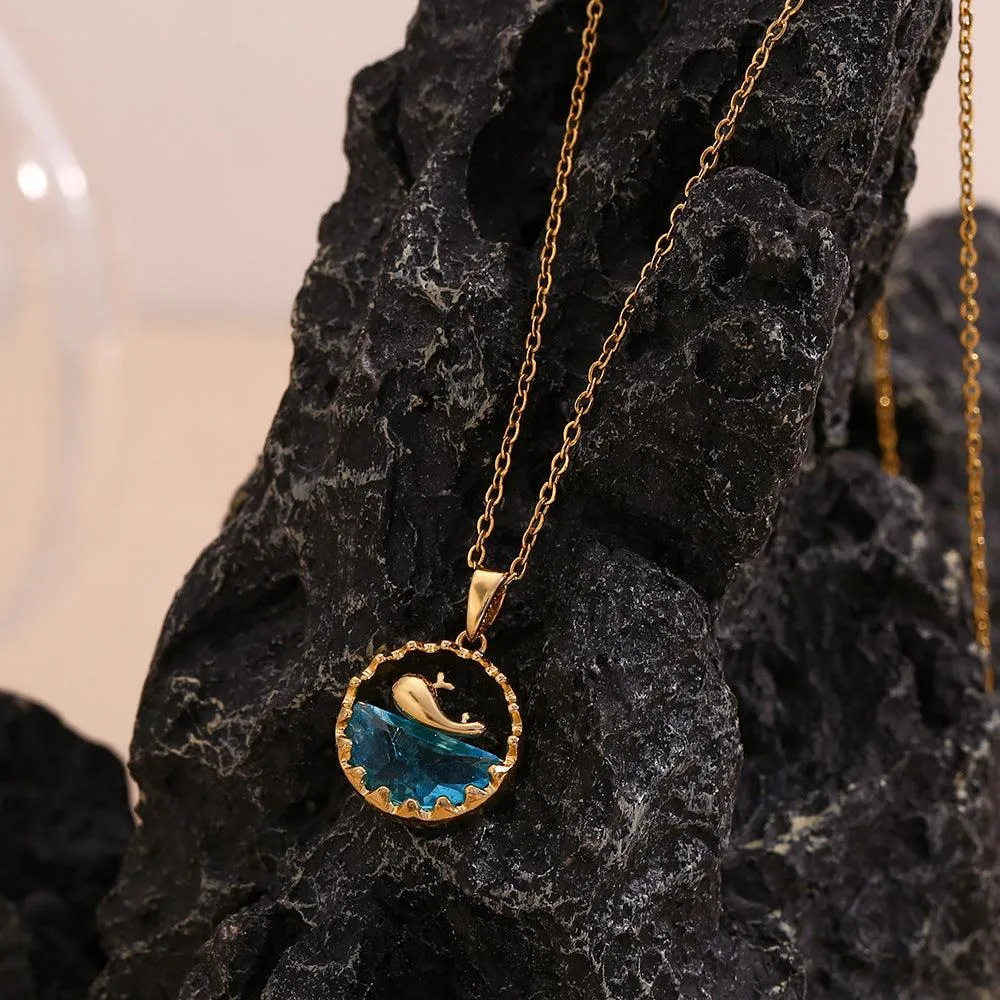 Ocean-Inspired Whale and Sea Pendant Necklace – Fashion Jewelry for Women