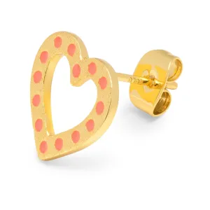 OMG Heart earring 1 gold plated - Orange/Coral