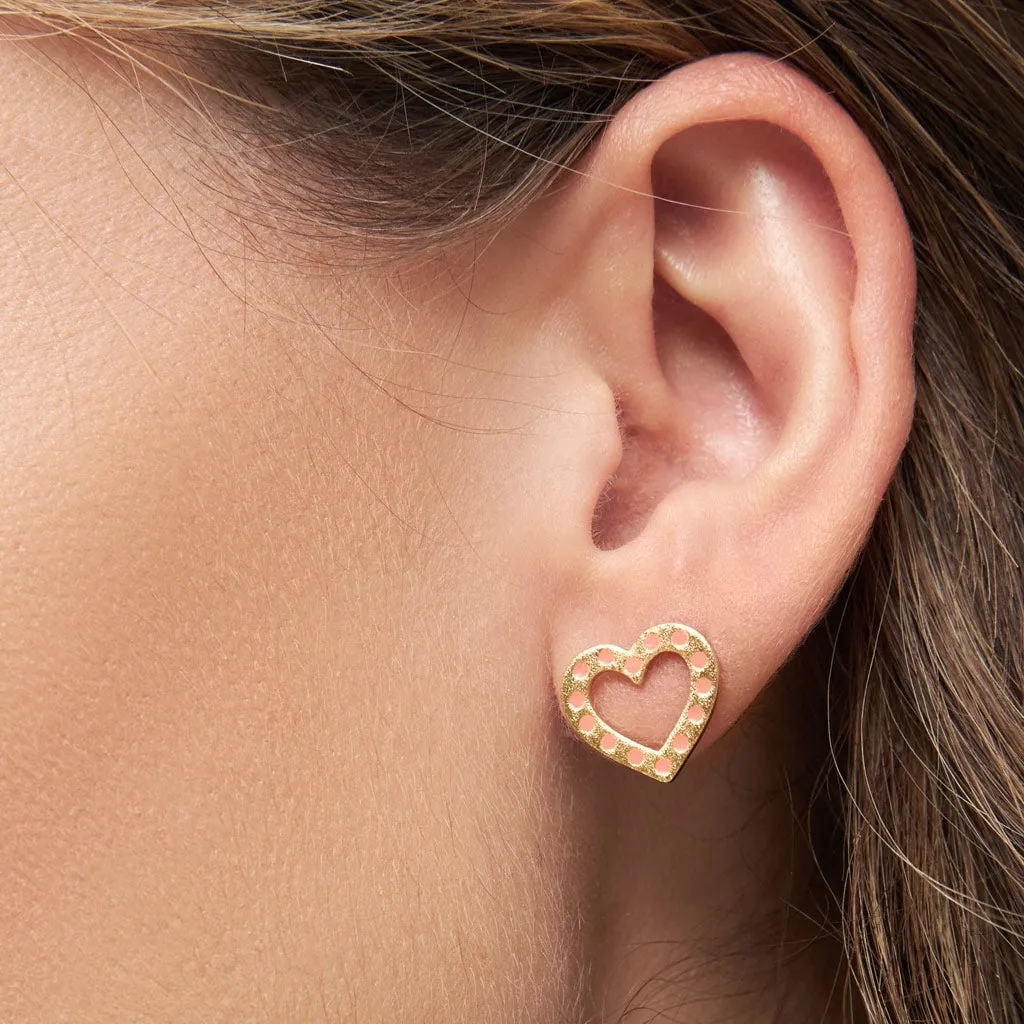 OMG Heart earring 1 gold plated - Orange/Coral