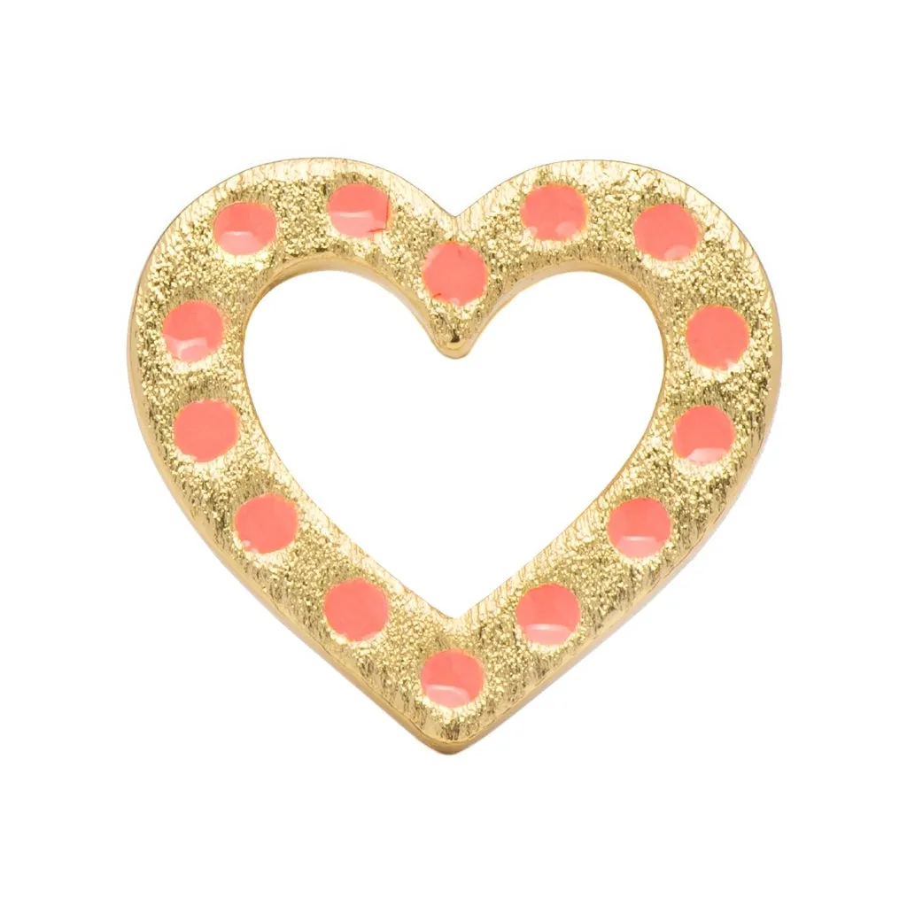 OMG Heart earring 1 gold plated - Orange/Coral