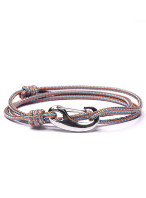 Orange   Blue Tactical Cord Bracelet for Men (Silver Clasp - 30S)