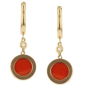 Orange Coral Diamond Drop Earrings