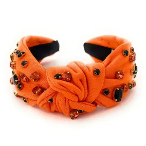 Orange Jeweled Knot Headband