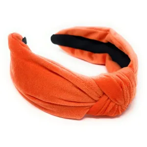 Orange Solid Velour Knot Headband