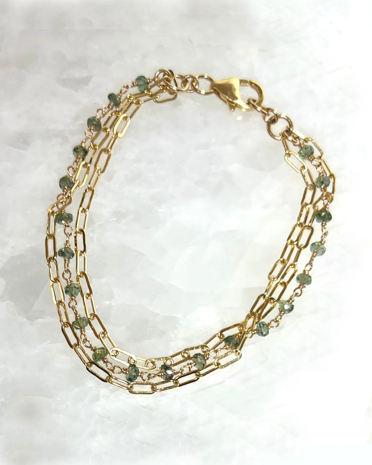 Oscar Bracelet Green Sapphire Gold Filled