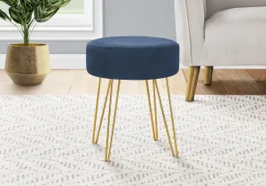 Ottoman - Blue Fabric / Gold Metal Legs