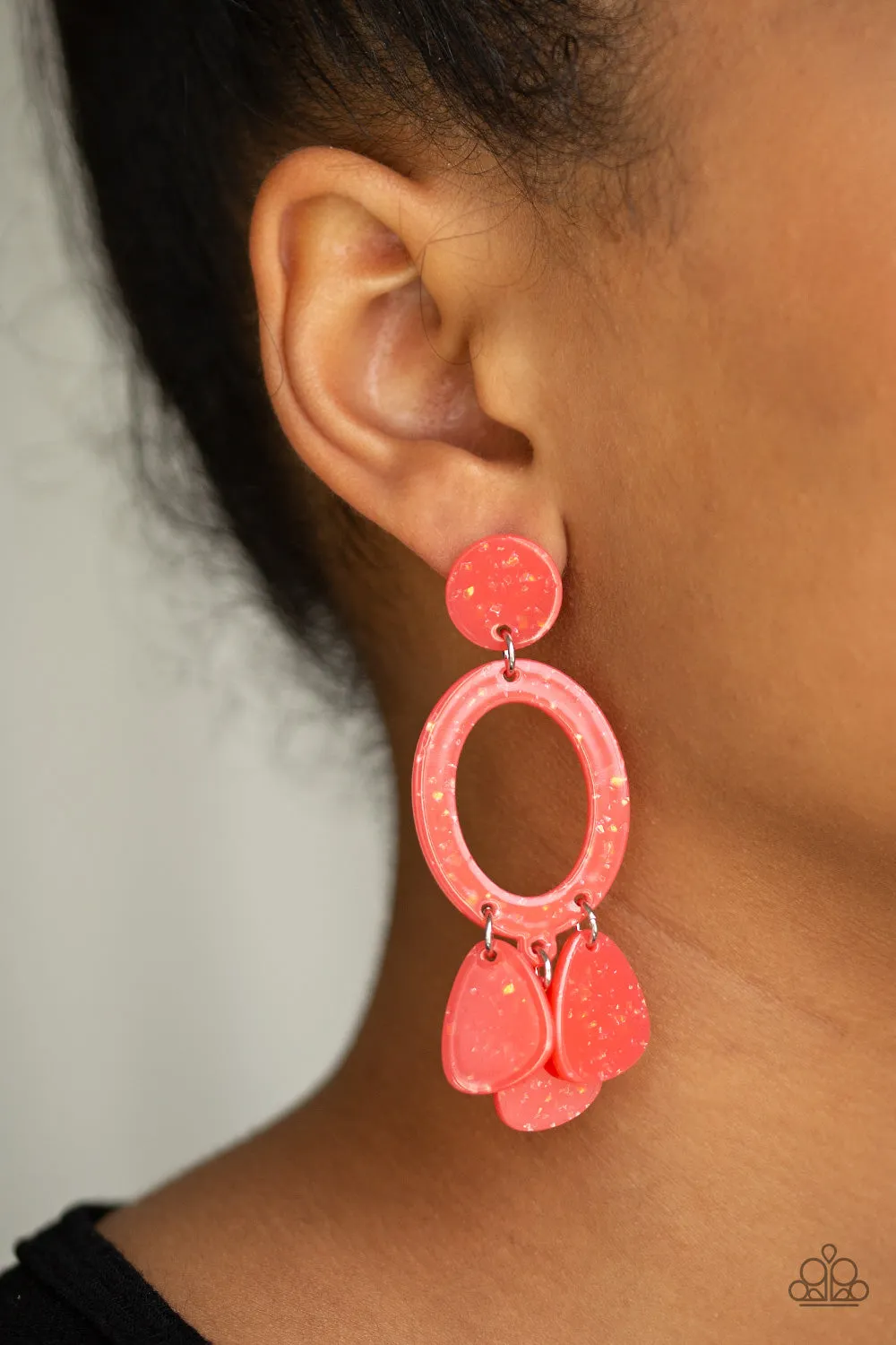 Paparazzi Accessories  - Sparkling Shores #E299 Peg - Orange Earring