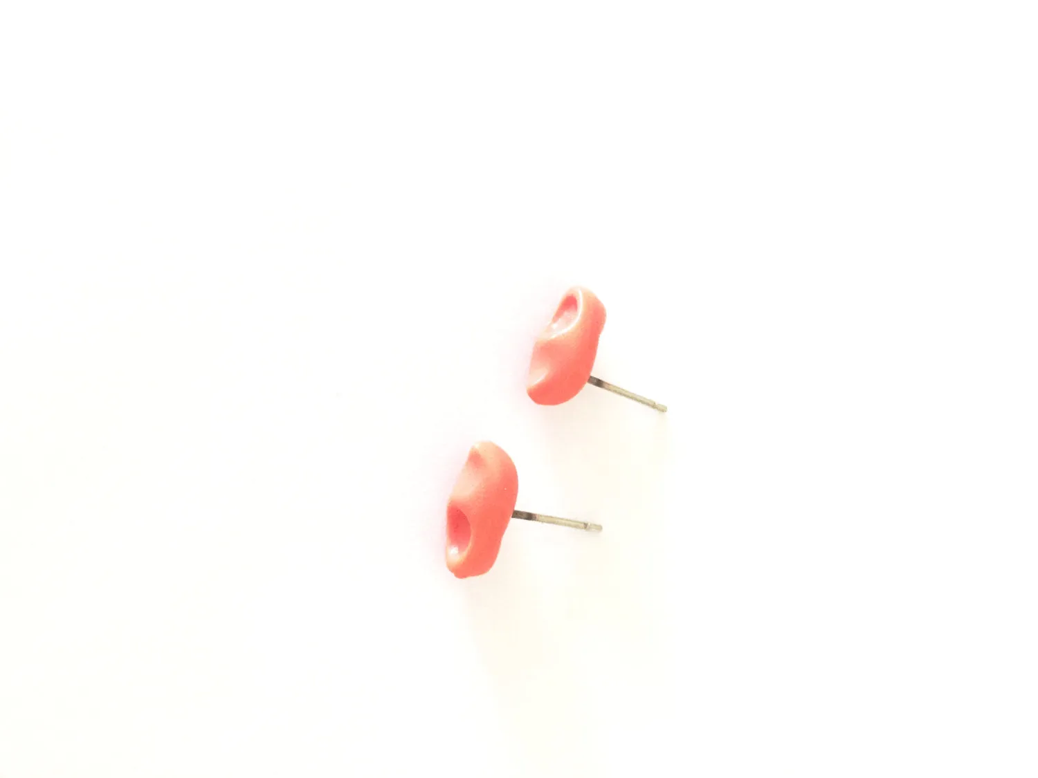 Peach Vintage Lucite Clog Stud Earrings