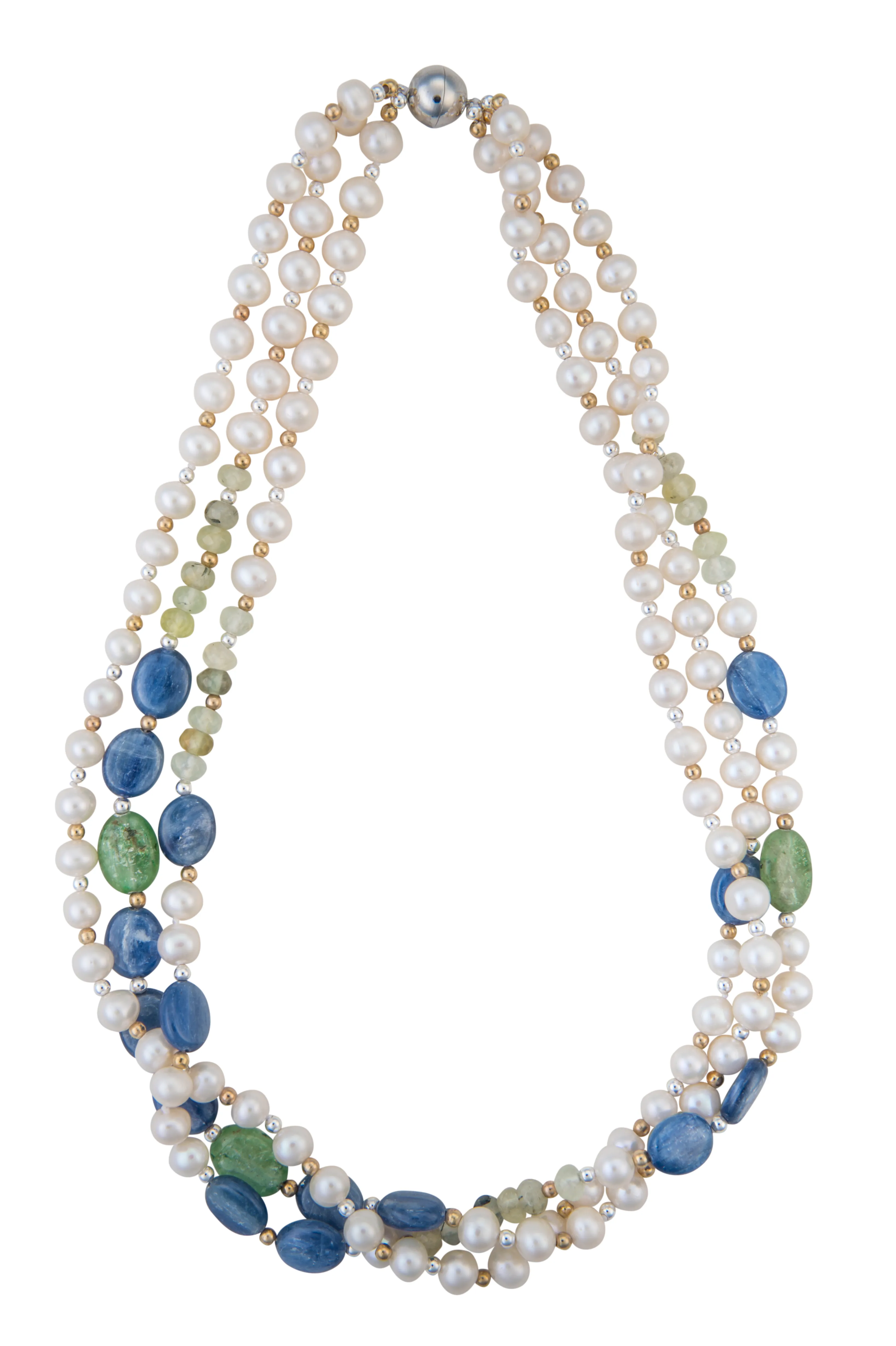 Pearl, lapis, and hairstone necklace