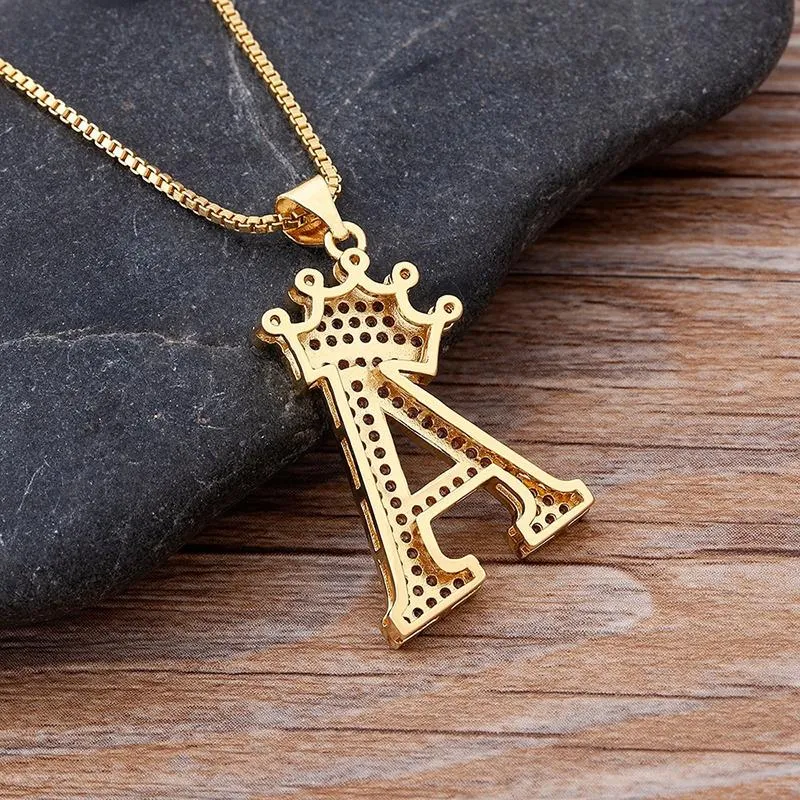 Personalized Zircon Crown A-Z Initial Letter Necklace