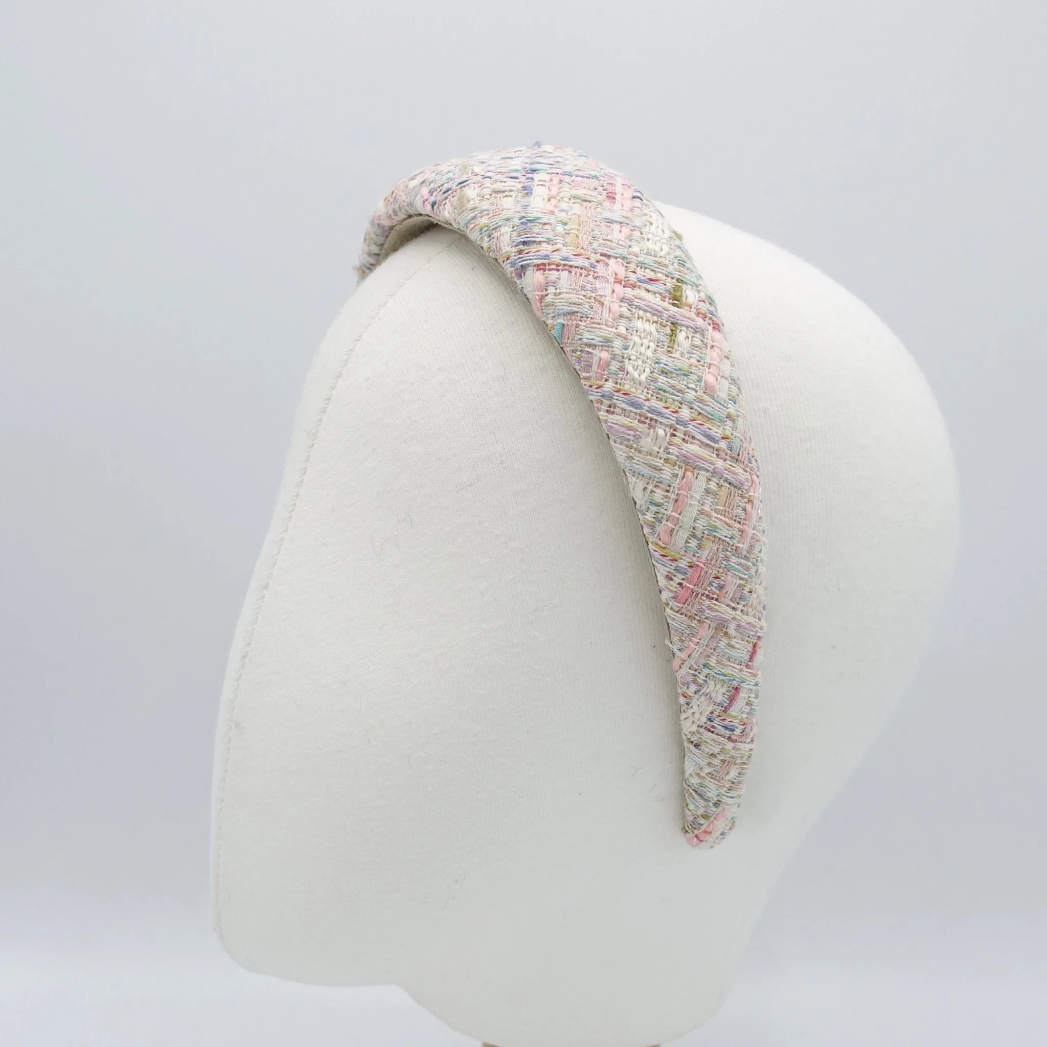 plaid tweed headband padded hairband casual hair accessory for women