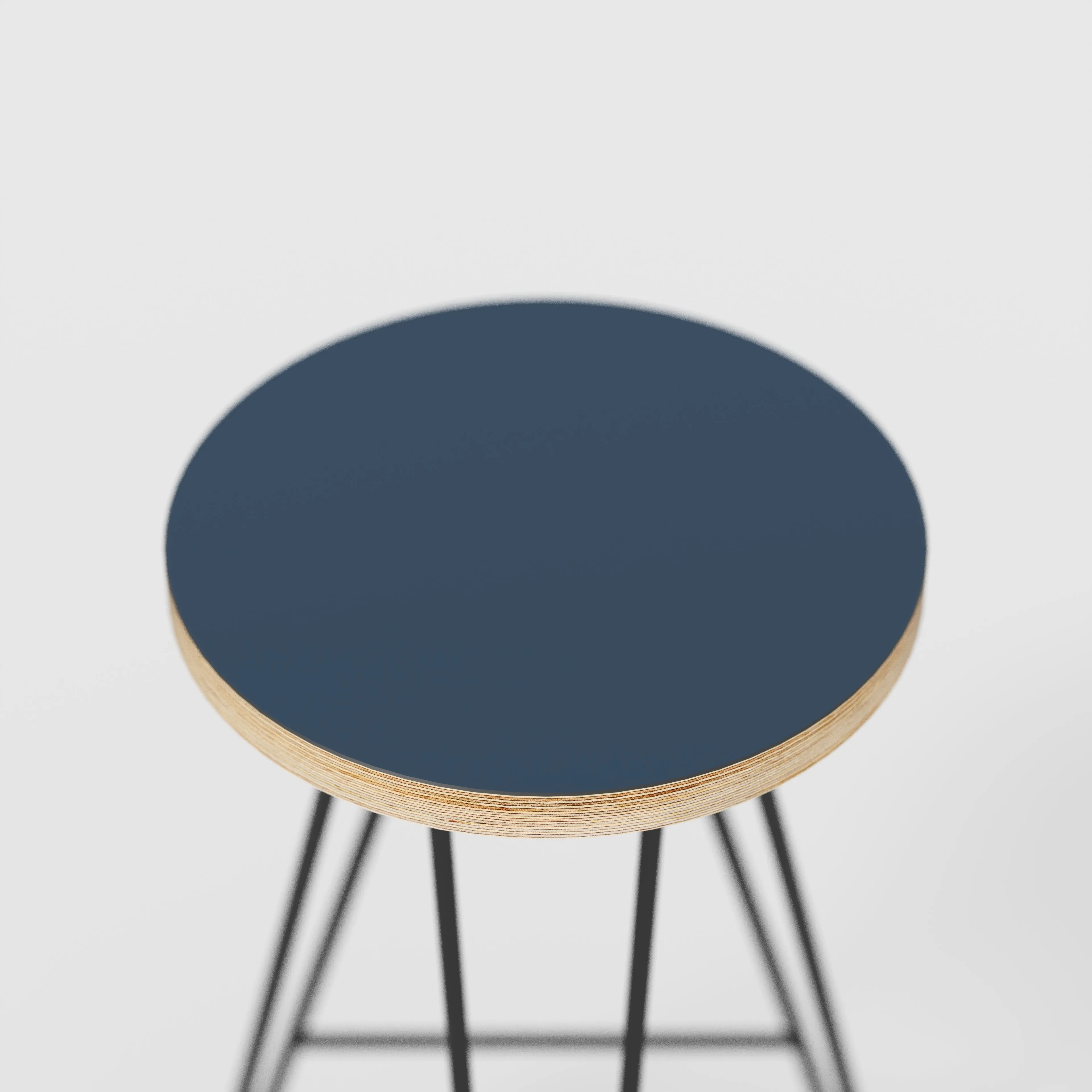 Plywood Bar Stool with Black Hairpin Base - Formica Night Sea Blue