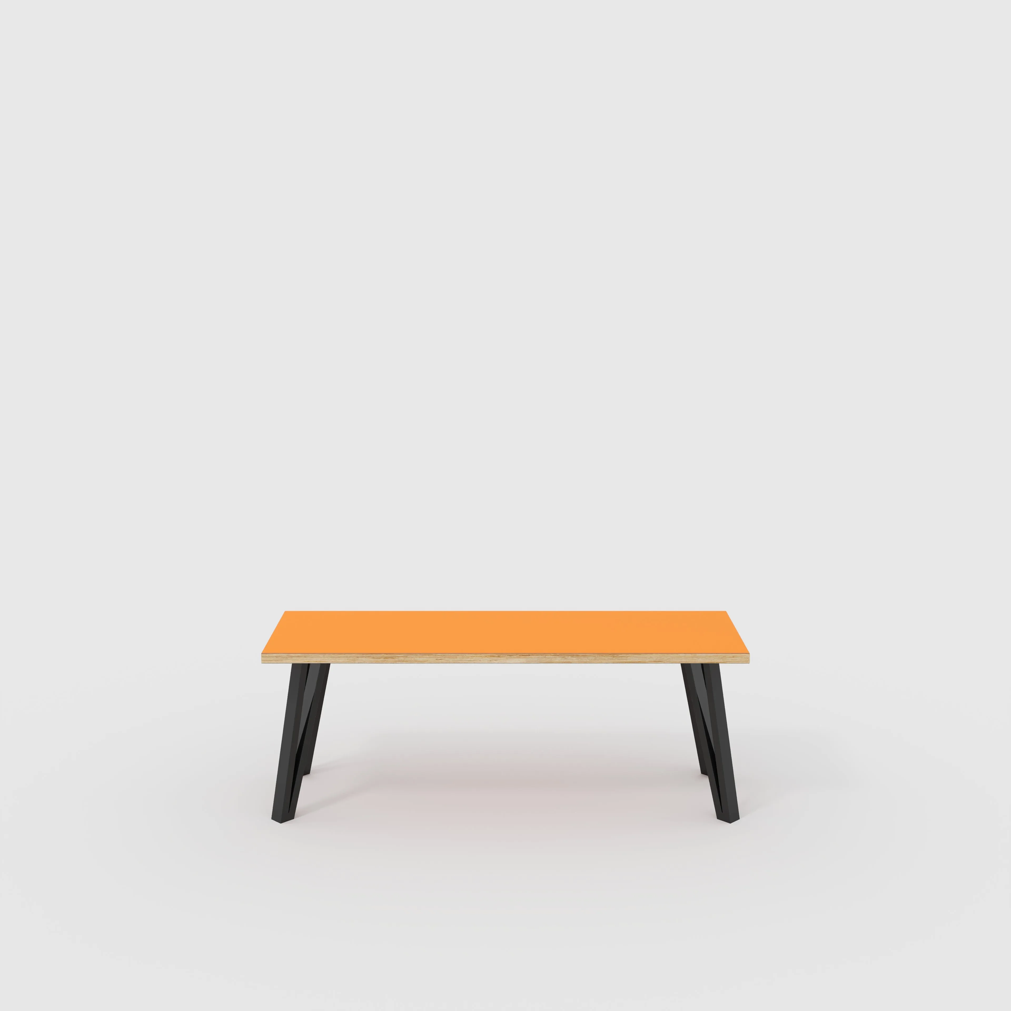 Plywood Bench Seat with Black Box Hairpin Legs - Formica Levante Orange - 1200(w) x 400(d) x 450(h)