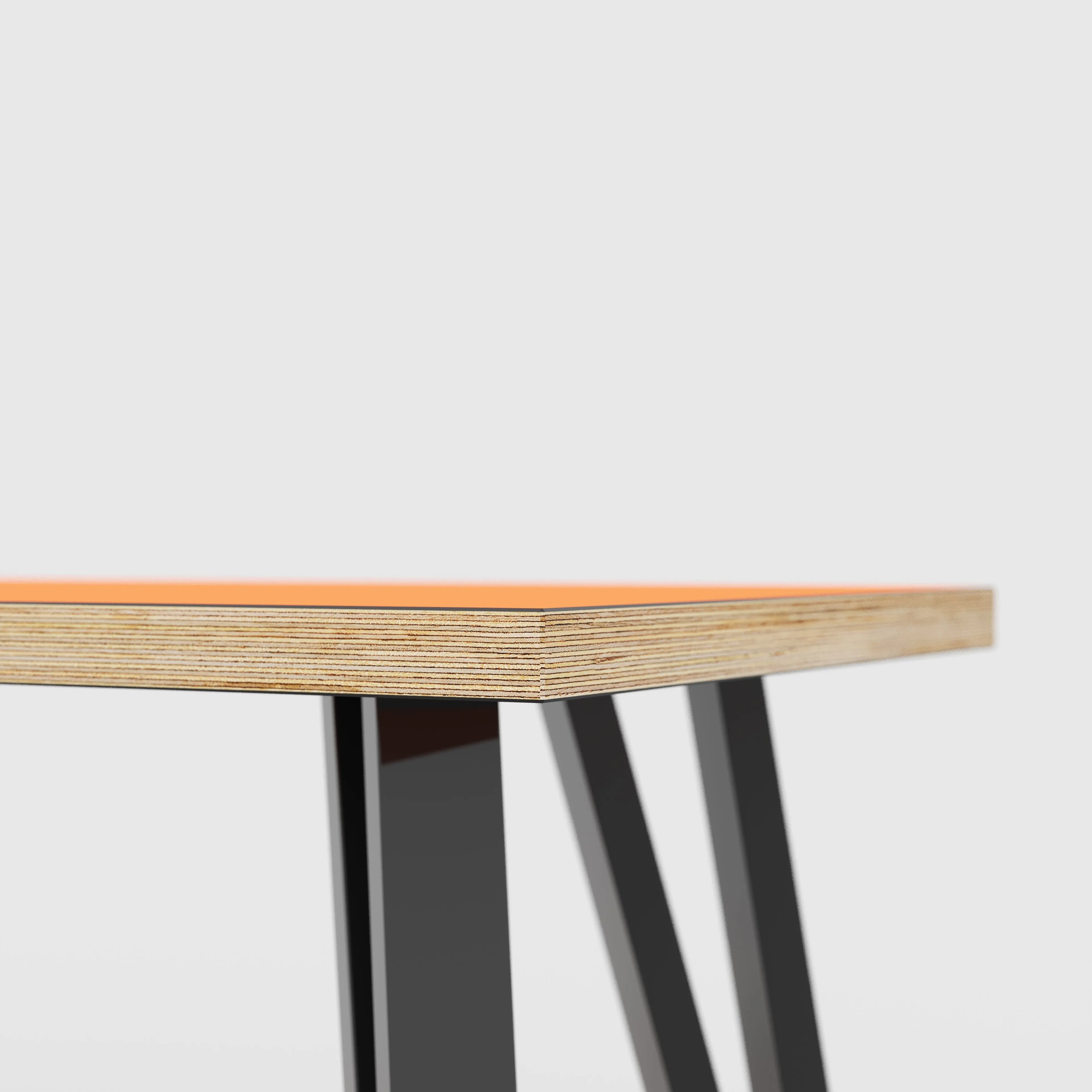 Plywood Bench Seat with Black Box Hairpin Legs - Formica Levante Orange - 1200(w) x 400(d) x 450(h)