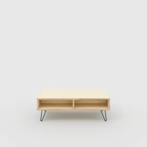 Plywood Coffee Table with Box Storage and Black Hairpin Legs - Plywood Birch - 1200(w) x 600(d) x 400(h)